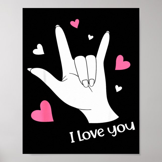Affiche Saint-Valentin Je T'aime Signe Langue des Signes A (Devant)