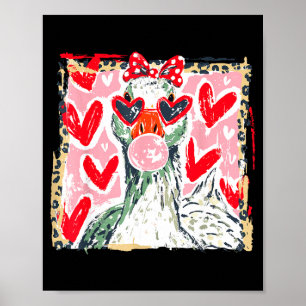 Affiche Saint-Valentin léopard Oie Couple Animal Mignon Ma