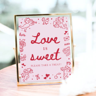 Affiche Saint-Valentin Moderne Dessinée à la Main Rose L'A