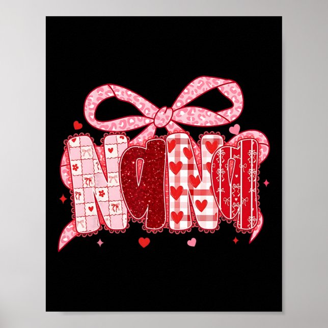 Affiche Saint-Valentin Nana Coquette Rose Bow Floral Maman (Devant)