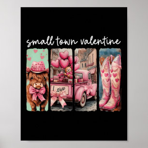 Affiche Saint-Valentin Rétro de Petite Ville Vache Mignonn