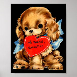 Affiche Saint-Valentin Rétro Vintage Chien Saint-Valentin