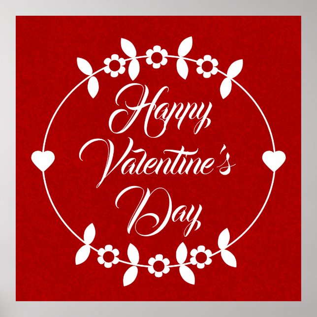 Affiche Saint-Valentin Rouge et Blanc (Devant)