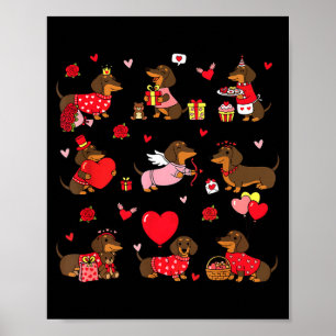 Affiche Saint-Valentin teckel Chien mignon Amour de chien