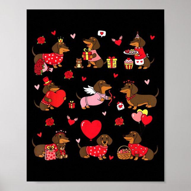 Affiche Saint-Valentin teckel Chien mignon Amour de chien  (Devant)