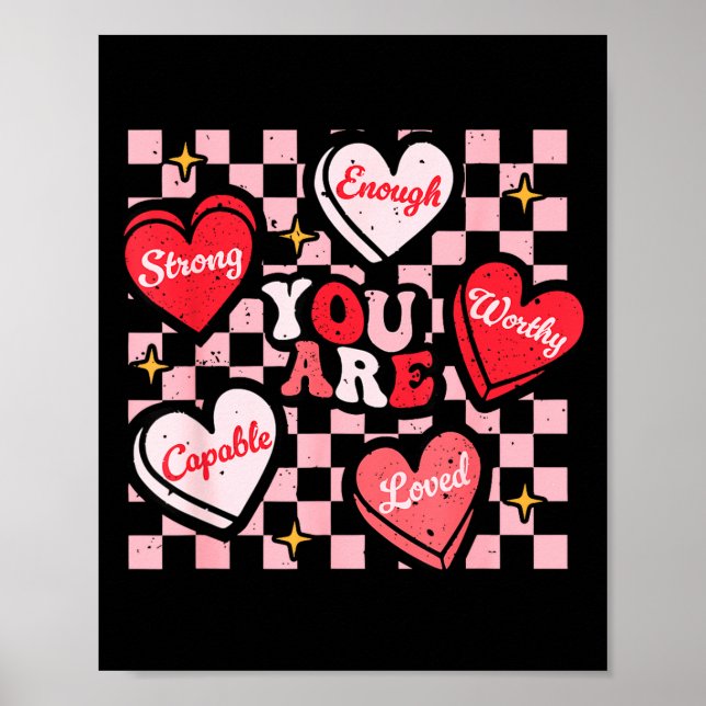 Affiche Saint-Valentin Tu Es Aimé Assez Digne Cœur De Bonb (Devant)