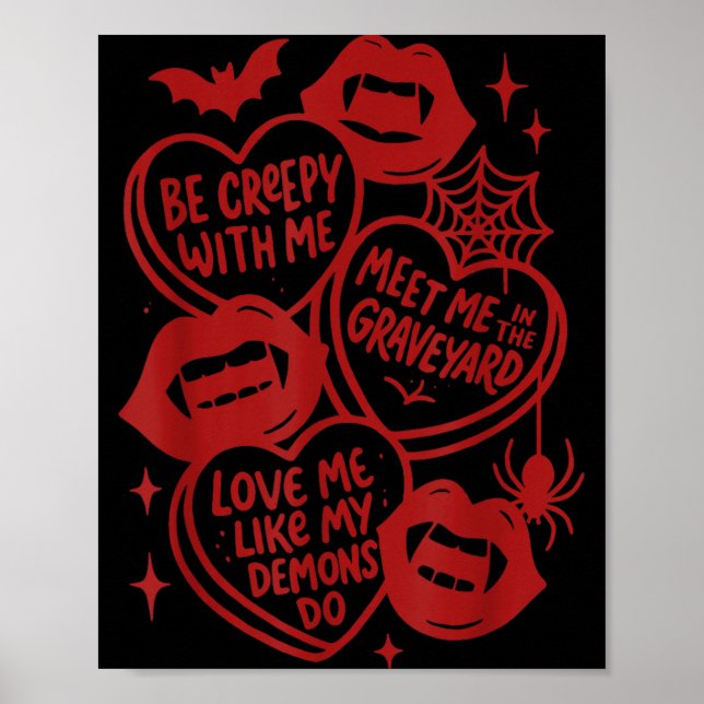 Affiche Saint-Valentin Vampire Valoween Amoureux Soyez Fli (Devant)