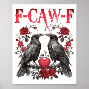 Affiche Saint Valentin Vintage Raven Rose Cœur Amour Heure