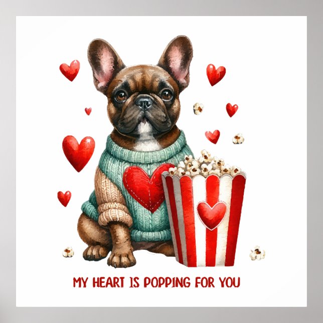 Affiche Saint Valentines Bulldog français (Devant)