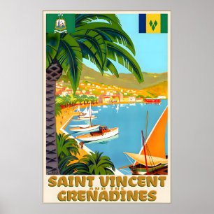 Affiche Saint-Vincent-et-les-Grenadines Voyage aux Caraïbe
