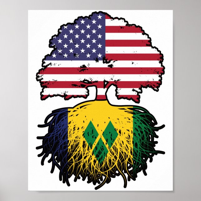 Affiche Saint-Vincent Vindan États-Unis Racines d'arbre (Devant)
