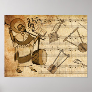 Affiche Saint Yared et les instruments de musique éthiopie