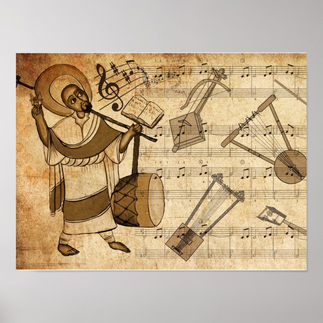 Affiche Saint Yared et les instruments de musique éthiopie (Devant)