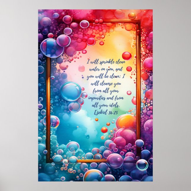 Affiche Sainte Bible chrétienne Verse Ezekiel 36:25 (Devant)