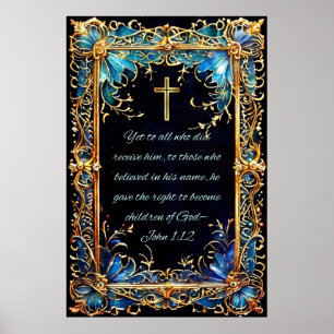 Affiche Sainte Bible chrétienne Verse Jean 1:12