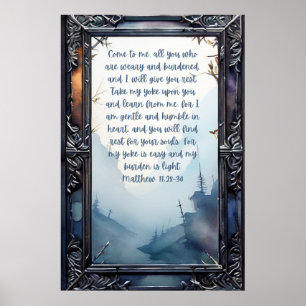 Affiche Sainte Bible chrétienne Verse Matthieu 11:28-30