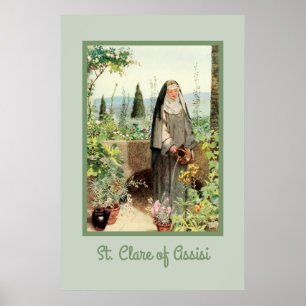 Affiche Sainte Claire d'Assise Arrosant des Fleurs (M 065)
