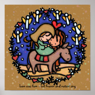 Affiche Sainte Famille Marie Joseph Jésus Bethléem Nuit