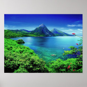 Affiche Sainte-Lucie Les Pitons