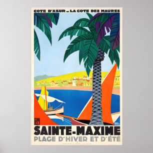 Affiche Sainte-Maxime Côte d'Azur France Voyage Vintage