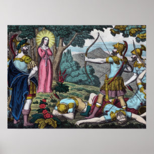 Affiche Sainte Philomène percée de flèches