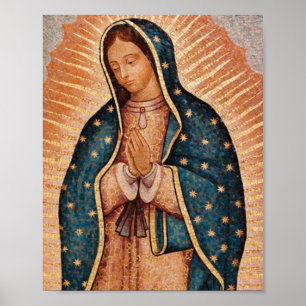 Affiche Sainte prière funéraire espagnole Guadalupe Marie