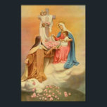 Affiche Sainte Thérèse de Lisieux Petite Fleur de Jésus<br><div class="desc">Belle empreinte vintage catholique traditionnelle de saint Thérèse de l'Enfant Jésus recevant des roses de la Sainte Mère et de l'Enfant Jésus.</div>
