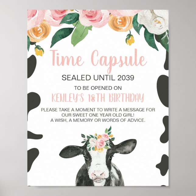 Affiche Sainte Vache Rose Floral 1er Anniversaire Capsule  (Devant)