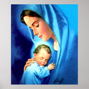 Affiche Sainte Vierge Marie avec Bébé Jésus