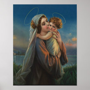 Affiche Sainte Vierge Marie Madonna avec l'enfant Jésus