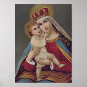 Affiche Sainte Vierge Marie Reine du Ciel Jésus catholique