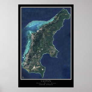 Affiche Saipan - Carte satellite des îles Mariannes du Nor