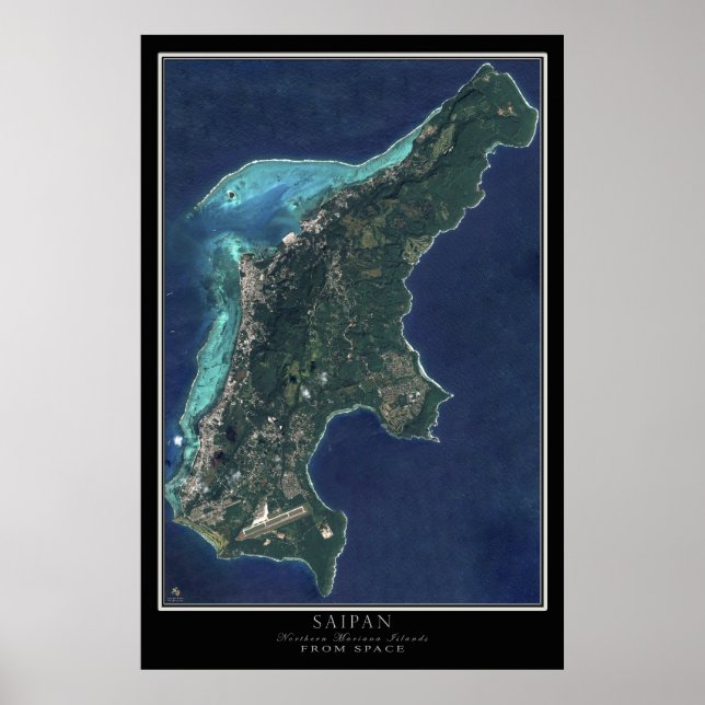 Affiche Saipan - Carte satellite des îles Mariannes du Nor (Devant)