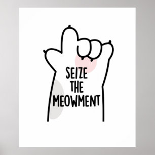Affiche Saisir Le Moment Positif Pun Chat