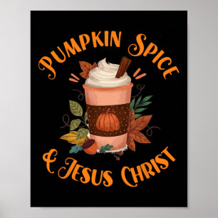 Affiche Saison Automne Belle Épice Citrouille Et Jésus Chr