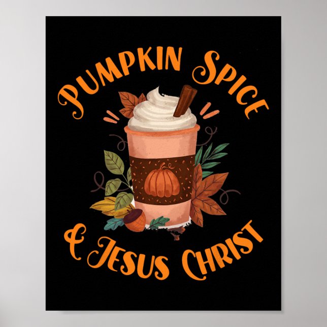 Affiche Saison Automne Belle Épice Citrouille Et Jésus Chr (Devant)