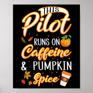 Affiche Saison Automne Pilote Caféine Citrouille Épice Lat