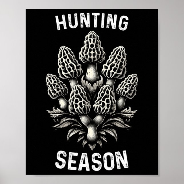 Affiche Saison Chasse Morel Champignons Chasse Morchella F (Devant)