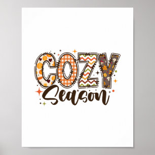 Affiche Saison Cosy Citrouille Automne Tombez Tous Feuille