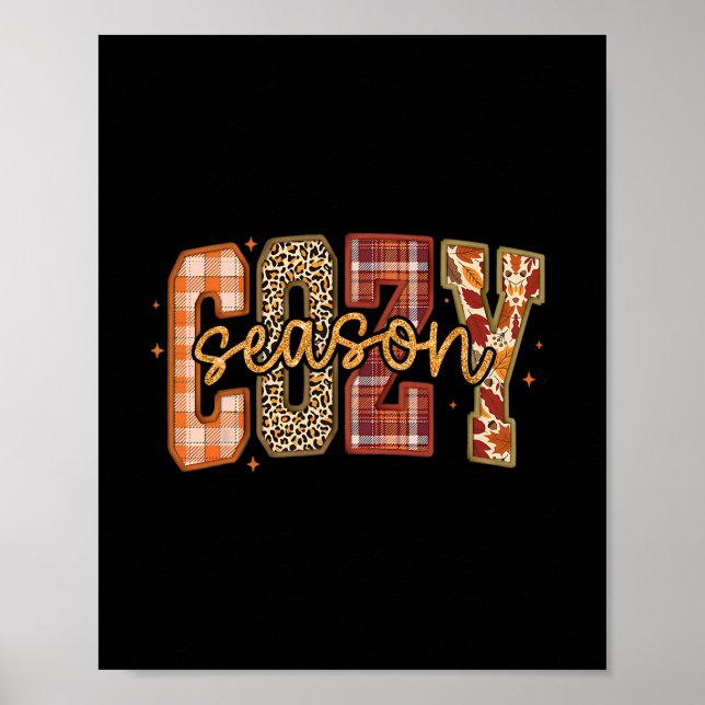 Affiche Saison Cosy Fleur Sauvage Automne Fall Y'all Feuil (Devant)