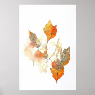 Affiche Saison d'automne de la feuille Nature aquarelle pe