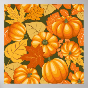 Affiche Saison d'automne Halloween Citrouille Motif