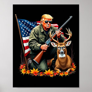 Affiche Saison de chasse au cerf Drapeau Usa Vintage Trump