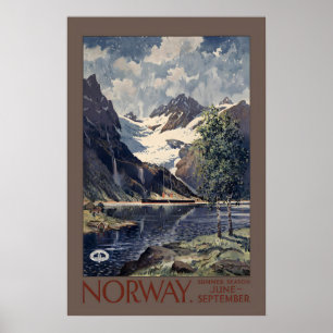 Affiche Saison d'été en Norvège juin septembre voyage vint