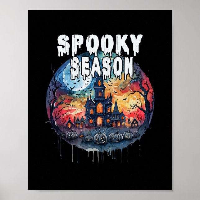 Affiche Saison d'Halloween effrayante (Devant)