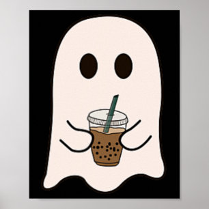 Affiche Saison éffrayante Cute Little Ghost Ice Coffee Hal