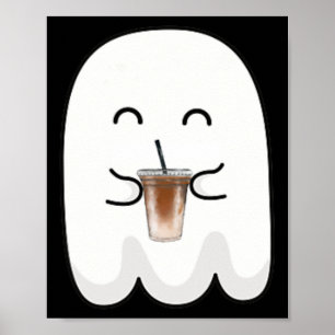 Affiche Saison éffrayante Cute Little Ghost Ice Coffee Hal