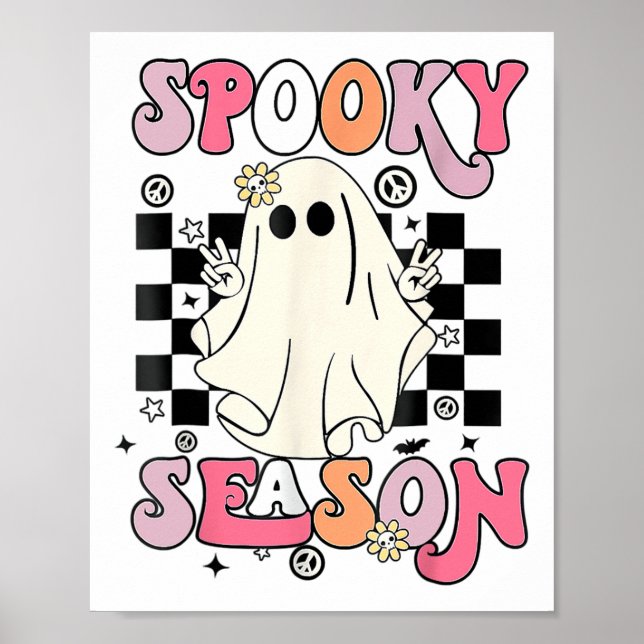 Affiche Saison Éffrayante du fantôme mignon d'Halloween (Devant)