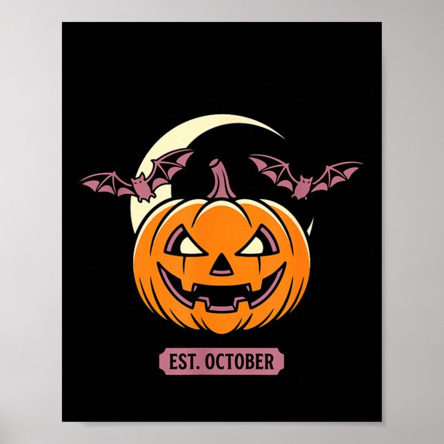 Affiche Saison effrayante fantôme halloween citrouille cha (Devant)