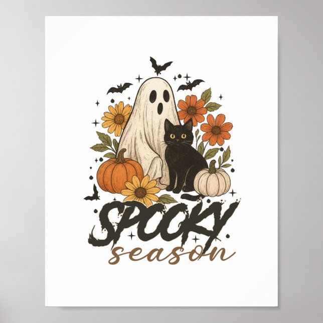 Affiche Saison éffrayante Ghost Retro Éffrayant Halloween  (Devant)